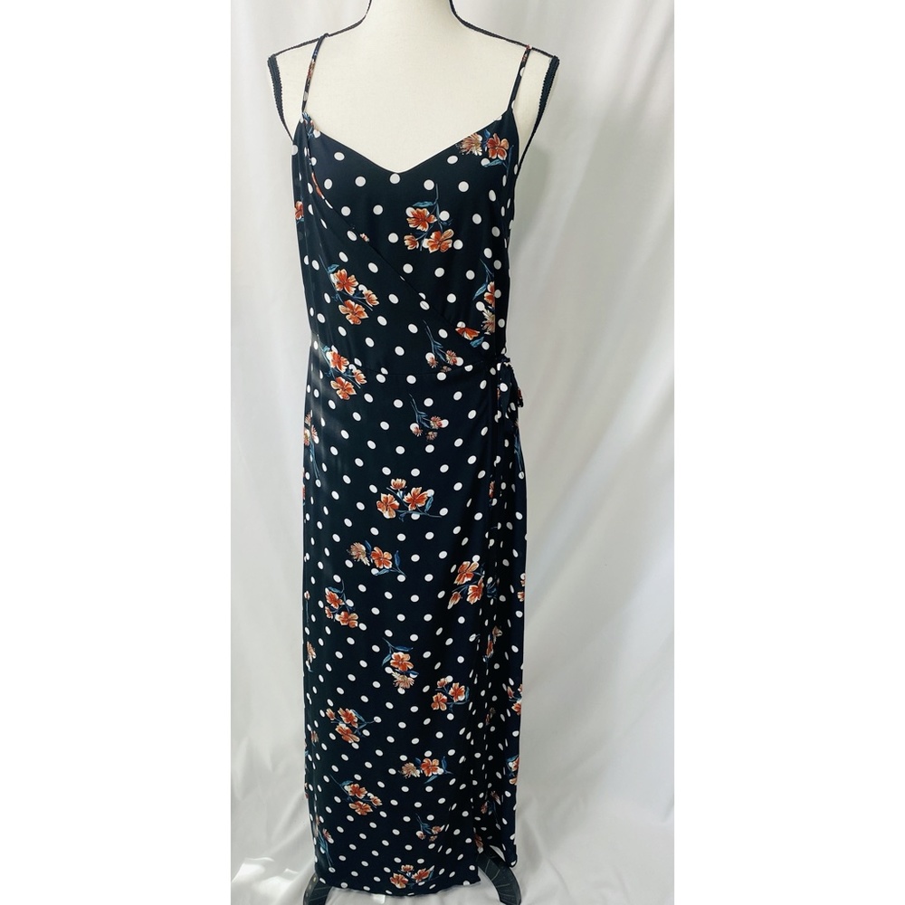Philosophy‎ Vintage Polka Dot Flower Faux Wrap Maxi Dress , Spaghetti Str…